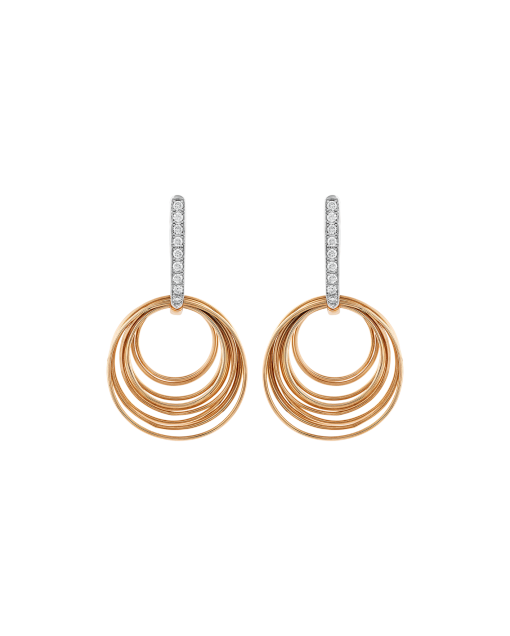 aretes aros de oro rosa con diamantes