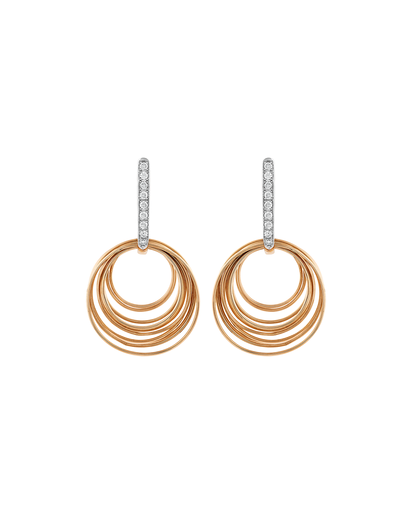 aretes aros de oro rosa con diamantes